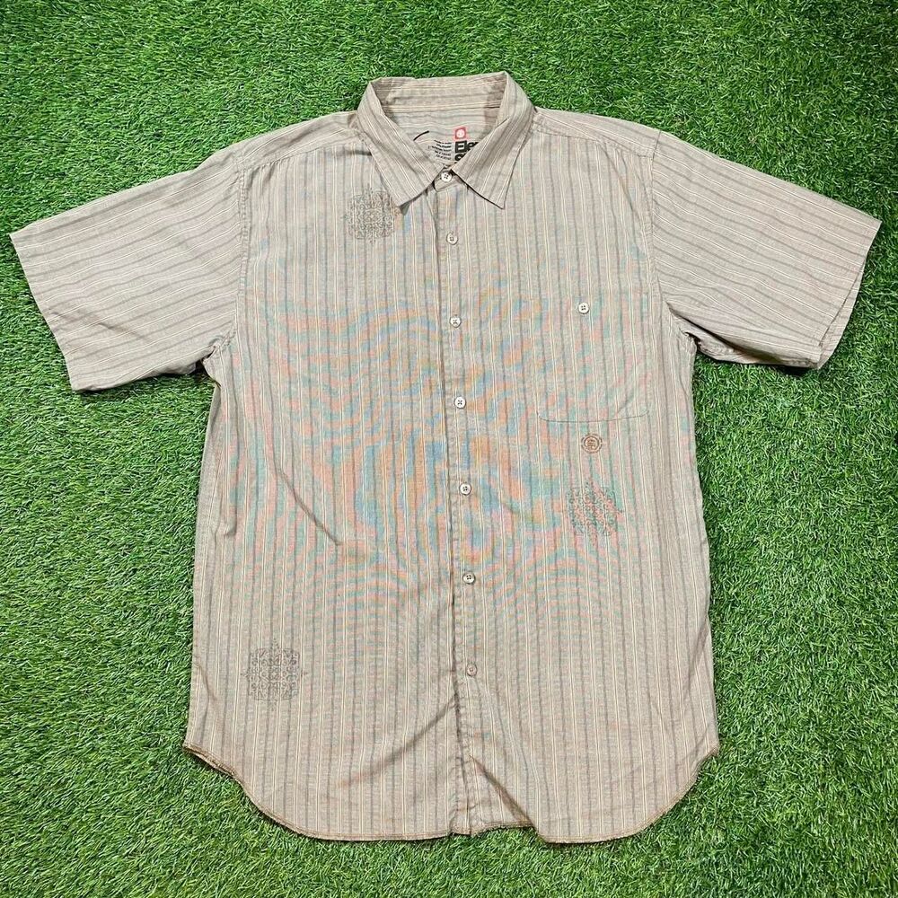 Element Skateboarding grey striped button up shirt Size XL